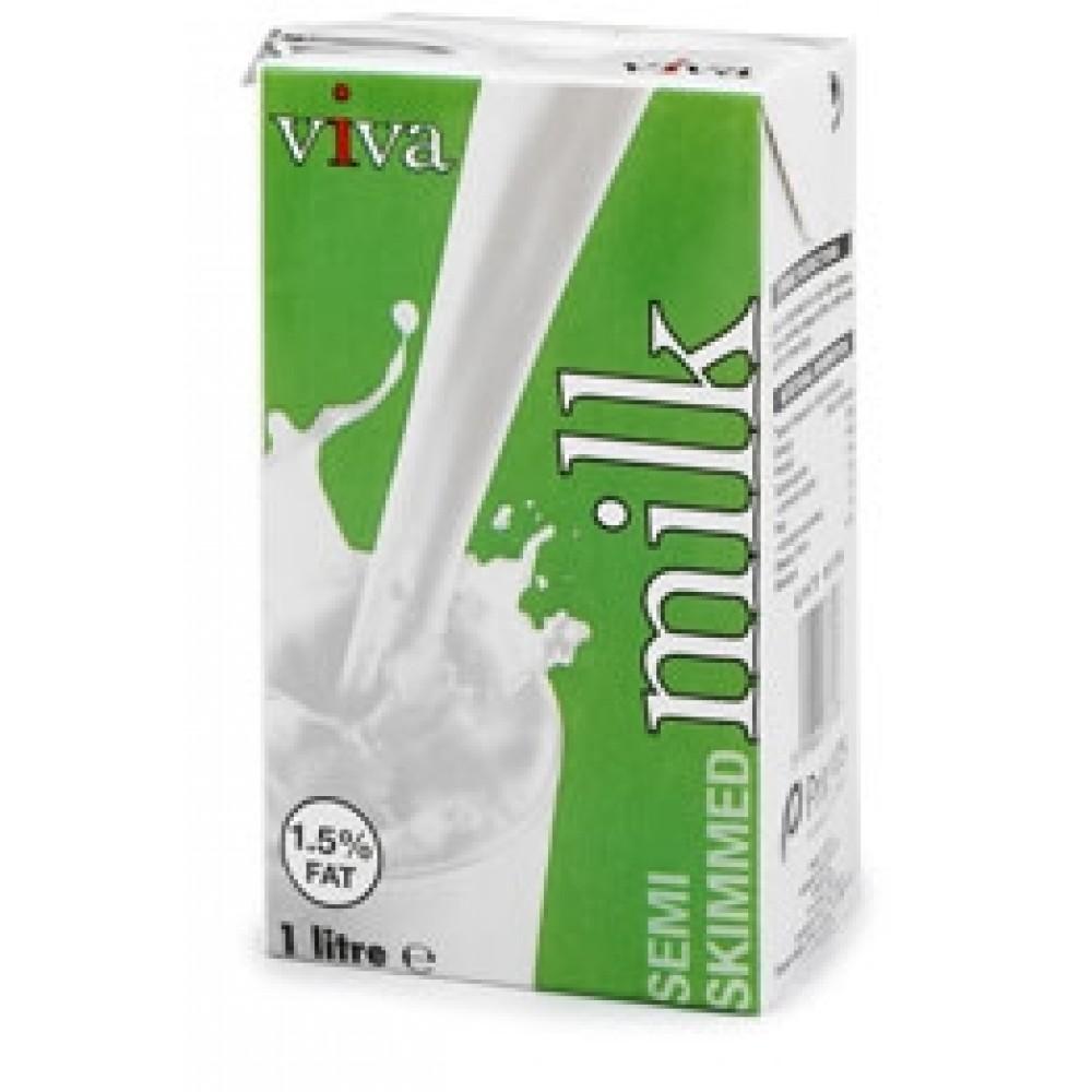 Viva Long Life Semi Skimmed Milk 12 x 1 Litre - Cameron Coffee Company