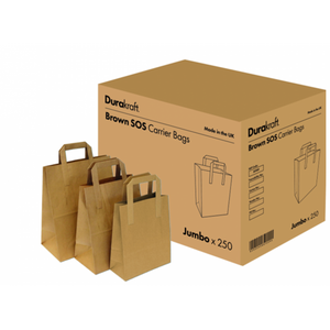 Durakraft Paper Bags with Handles x 250 {Small} - Cameron Coffee Company