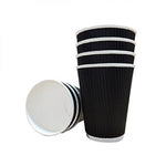 8oz Triple Walled Black Ripple Paper Cups - Cameron Coffee Company