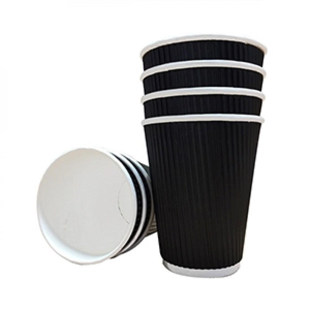 12oz Triple Walled Black Ripple Paper Cups - Cameron Coffee Company