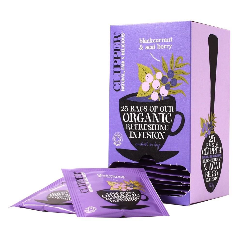 Clipper Organic Blackcurrant & Acai Enveloped Teabags 25's - Cameron Coffee Company