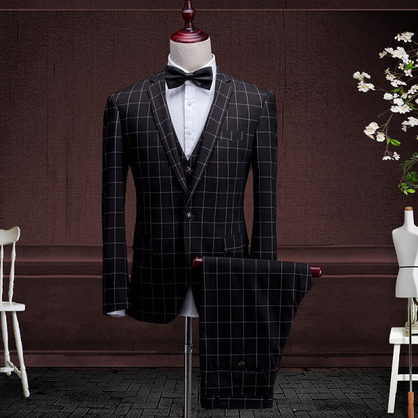 Envmenst England Plaid Suit: Blazer, Vest, Pants