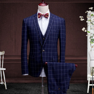 Envmenst England Plaid Suit: Blazer, Vest, Pants