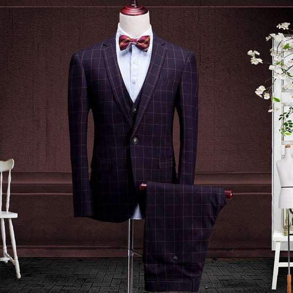 Envmenst England Plaid Suit: Blazer, Vest, Pants