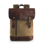 ECOSUSI Unisex Vintage Canvas Leather Laptop Backpack Rucksack Travel Bags Casual Daypacks - Fits laptop up to 15.6"