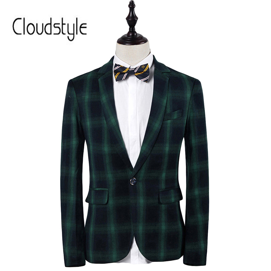 Cloudstyle Plaid Single Button Blazer