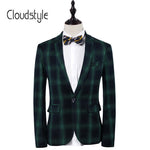 Cloudstyle Plaid Single Button Blazer