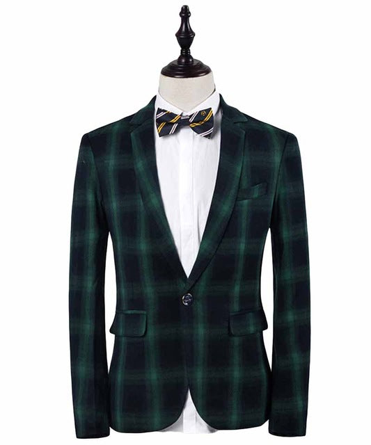 Cloudstyle Plaid Single Button Blazer