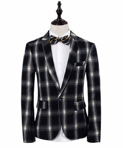 Cloudstyle Plaid Single Button Blazer