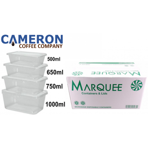 250 x Rectangular 650ml Microwave Clear Plastic Food Containers & Lids - Cameron Coffee Company